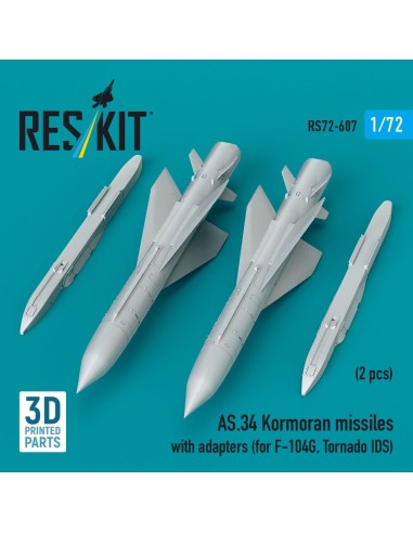 AS.34 Kormoran missiles with adapters (2 pcs) (for F-104G, Tornado IDS) (3D Printed) 