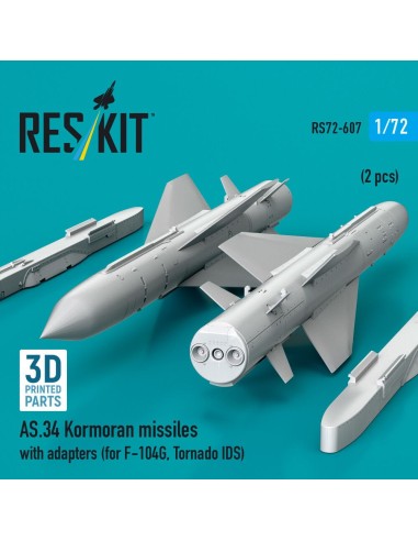 AS.34 Kormoran missiles with adapters (2 pcs) (for F-104G, Tornado IDS) (3D Printed) 