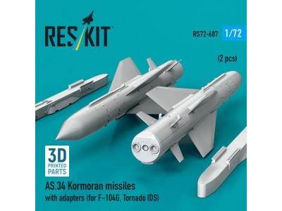 AS.34 Kormoran missiles with adapters (2 pcs) (for F-104G, Tornado IDS) (3D Printed) 