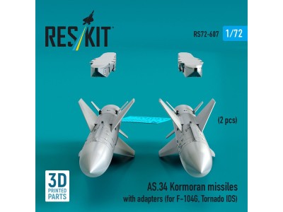 AS.34 Kormoran missiles with adapters (2 pcs) (for F-104G, Tornado IDS) (3D Printed) 