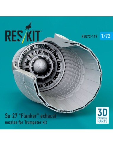 Su-27 Flanker exhaust nozzles for Trumpeter kit (3D Printed) 