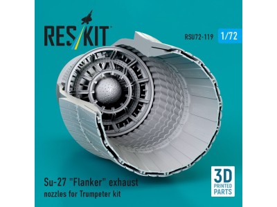 Su-27 Flanker exhaust nozzles for Trumpeter kit (3D Printed) 