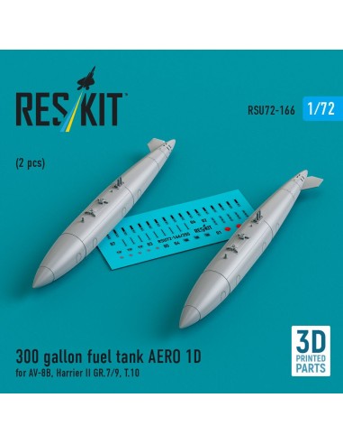 300 gallon fuel tank AERO 1D for AV-8B, Harrier II GR.7/9, T.10 (2 pcs) (3D Printed) 