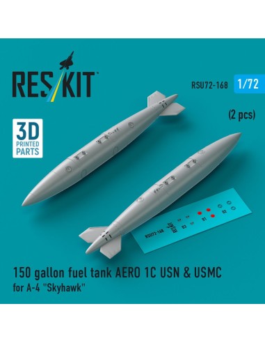 150 gallon fuel tank AERO 1C USN & USMC for A-4 Skyhawk (2 pcs) (3D Printed) 