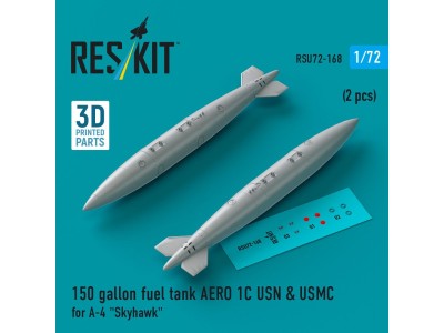 150 gallon fuel tank AERO 1C USN & USMC for A-4 Skyhawk (2 pcs) (3D Printed) 