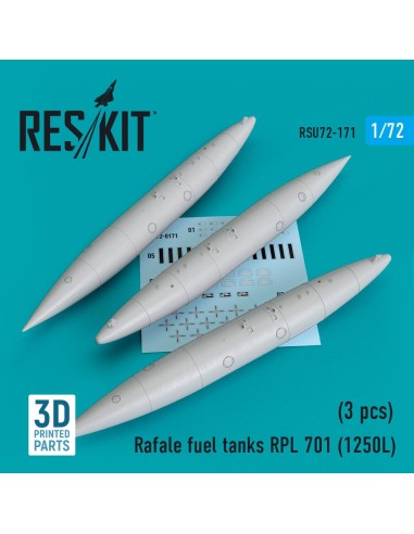 Rafale fuel tanks RPL 701 (1250L) (3 pcs) (3D Printed) 