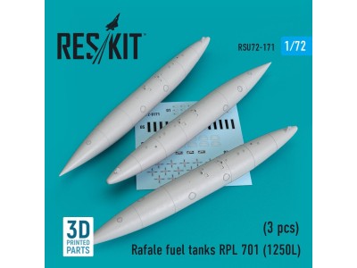 Rafale fuel tanks RPL 701 (1250L) (3 pcs) (3D Printed) 