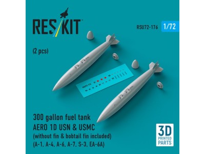 300 gallon fuel tank AERO 1D USN & USMC (without fin & bobtail fin included) (2 pcs) (A-1, A-4, A-6, A-7, S-3, EA-6A) (3D Printe