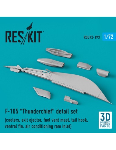 F-105 Thunderchief detail set (coolers, exit ejector, fuel vent mast, tail hook,ventral fin, air conditioning ram inlet) (3D Pri