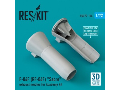 F-86F (RF-86F) Sabre exhaust nozzles for Academy kit (3D Printed) 