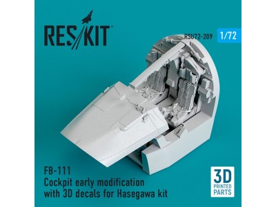 FB-111 Cockpit early modification with 3D decals for Hasegawa kit (3D Printed) 