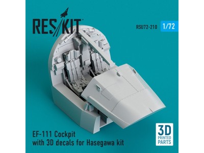 EF-111 Cockpit with 3D decals for Hasegawa kit (3D Printed) 