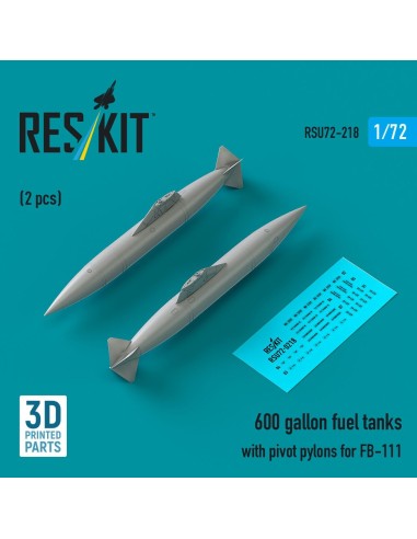 600 gallon fuel tanks with pivot pylons for FB-111 (2 pcs) (3D Printed) 