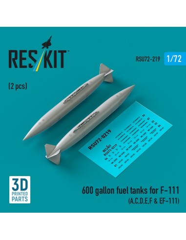 600 gallon fuel tanks for F-111 (A,C,D,E,F & EF-111) (2 pcs) (3D Printed) 