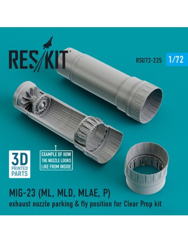 MIG-23 (ML, MLD, MLAE, P) exhaust nozzle parking & fly position for Clear Prop kit (3D Printed) 