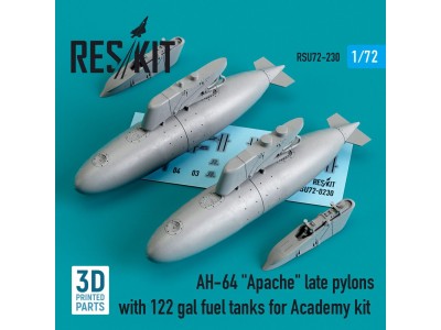 AH-64 Apache late pylons with 122 gal fuel tanks for Academy kit (3D Printed) 