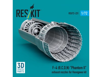 F-4 (B, C, D, N) Phantom II exhaust nozzles for Hasegawa kit (3D Printed) 