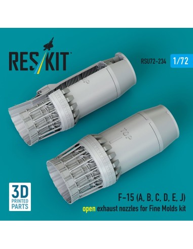 F?15 Eagle/Strike Eagle (A,B,C,D,E early,J) F100-PW-220 open exhaust nozzles for Fine Molds kit (3D Printed) 
