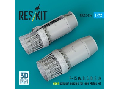 F?15 Eagle/Strike Eagle (A,B,C,D,E early,J) F100-PW-220 open exhaust nozzles for Fine Molds kit (3D Printed) 