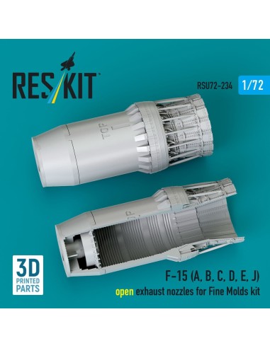 F?15 Eagle/Strike Eagle (A,B,C,D,E early,J) F100-PW-220 open exhaust nozzles for Fine Molds kit (3D Printed) 
