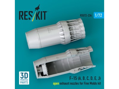 F?15 Eagle/Strike Eagle (A,B,C,D,E early,J) F100-PW-220 open exhaust nozzles for Fine Molds kit (3D Printed) 