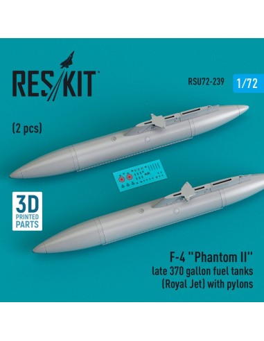 F-4 Phantom II late 370 gallon fuel tanks (Royal Jet) with pylons (2 pcs) (3D Printed) 