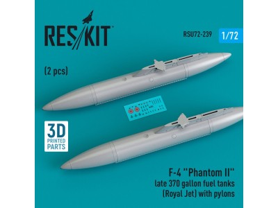 F-4 Phantom II late 370 gallon fuel tanks (Royal Jet) with pylons (2 pcs) (3D Printed) 