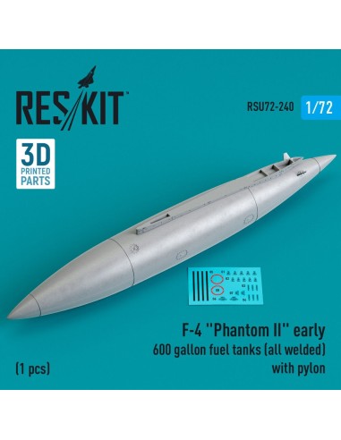 F-4 Phantom II early 600 gallon fuel tanks (all welded) with pylon (1 pcs) (3D Printed) 