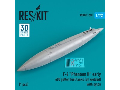 F-4 Phantom II early 600 gallon fuel tanks (all welded) with pylon (1 pcs) (3D Printed) 