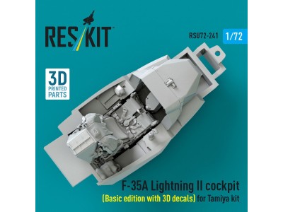 F-35A Lightning II cockpit (Basic edition with 3D decals) for Tamiya kit (3D Printed) 