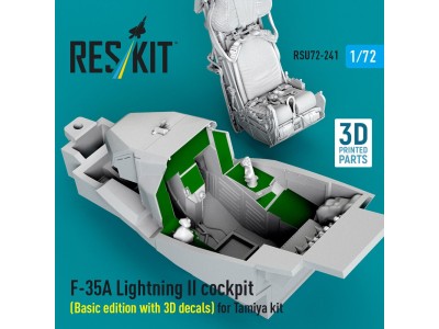 F-35A Lightning II cockpit (Basic edition with 3D decals) for Tamiya kit (3D Printed) 