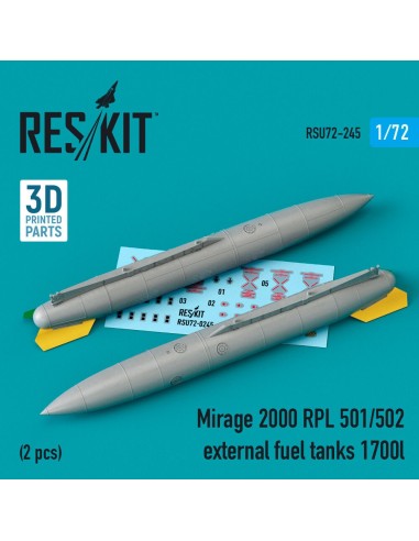 Mirage 2000 RPL 501/502 external fuel tanks 1700lt (2 pcs) (3D Printed) 