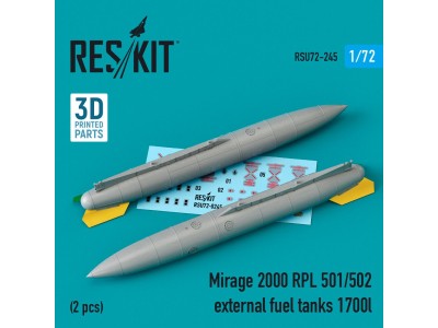 Mirage 2000 RPL 501/502 external fuel tanks 1700lt (2 pcs) (3D Printed) 
