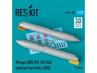 Mirage 2000 RPL 541/542 external fuel tanks 2000lt (2 pcs) (3D Printed) 
