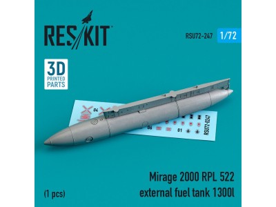 Mirage 2000 RPL 522 external fuel tank 1300lt (3D Printed) 
