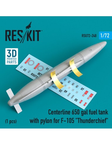Centerline 650 gal fuel tank with pylons for F-105 Thunderchief (1 pcs) (3D Printed) 