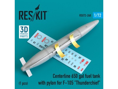 Centerline 650 gal fuel tank with pylons for F-105 Thunderchief (1 pcs) (3D Printed) 