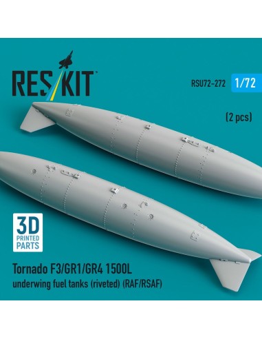 Tornado F3/GR1/GR4 1500L underwing fuel tanks (riveted) (RAF/RSAF) (2 pcs) (3D Printed) 