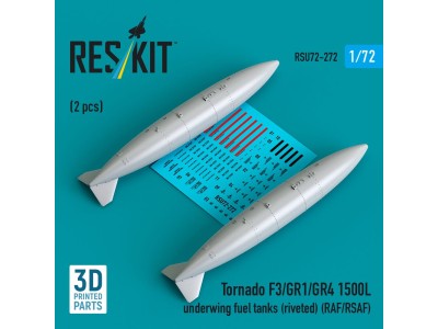 Tornado F3/GR1/GR4 1500L underwing fuel tanks (riveted) (RAF/RSAF) (2 pcs) (3D Printed) 