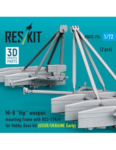 Mi-8 Hip weapon mounting frame with BD3-57KrV for Hobby Boss kit (USSR/UKRAINE Early) (2 pcs) (3D Printed) 
