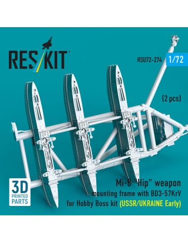 Mi-8 Hip weapon mounting frame with BD3-57KrV for Hobby Boss kit (USSR/UKRAINE Early) (2 pcs) (3D Printed) 