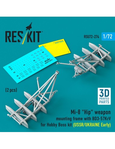 Mi-8 Hip weapon mounting frame with BD3-57KrV for Hobby Boss kit (USSR/UKRAINE Early) (2 pcs) (3D Printed) 