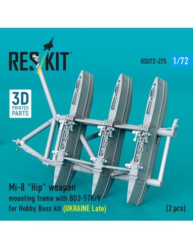 Mi-8 Hip weapon mounting frame with BD3-57KrV for Hobby Boss kit (UKRAINE Late) (2 pcs) (3D Printed) 