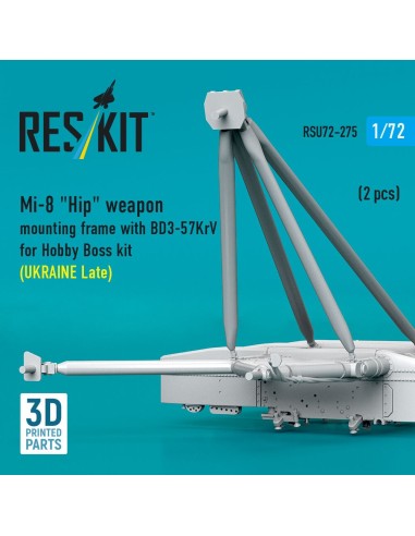 Mi-8 Hip weapon mounting frame with BD3-57KrV for Hobby Boss kit (UKRAINE Late) (2 pcs) (3D Printed) 