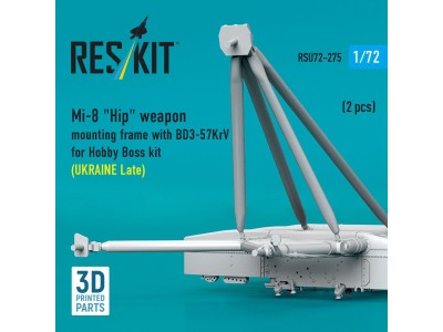 Mi-8 Hip weapon mounting frame with BD3-57KrV for Hobby Boss kit (UKRAINE Late) (2 pcs) (3D Printed) 