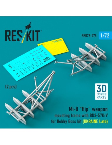 Mi-8 Hip weapon mounting frame with BD3-57KrV for Hobby Boss kit (UKRAINE Late) (2 pcs) (3D Printed) 
