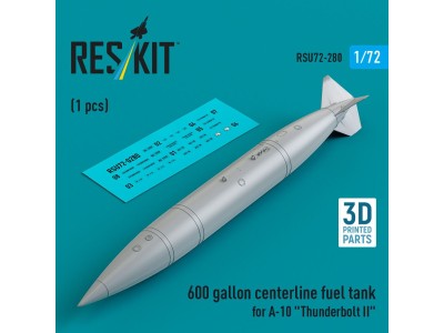 600 gallon centerline fuel tank for A-10 Thunderbolt II (1 pcs) (3D Printed) 