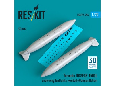Tornado IDS/ECR 1500L underwing fuel tanks (welded) (German/Italian) (2 pcs) (3D Printed) 