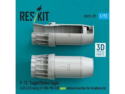 F?15 Eagle/Strike Eagle (A, B, C, D, E early, J) F100-PW-220 open exhaust nozzles for Academy kit (3D Printed) 