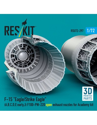 F?15 Eagle/Strike Eagle (A, B, C, D, E early, J) F100-PW-220 open exhaust nozzles for Academy kit (3D Printed) 